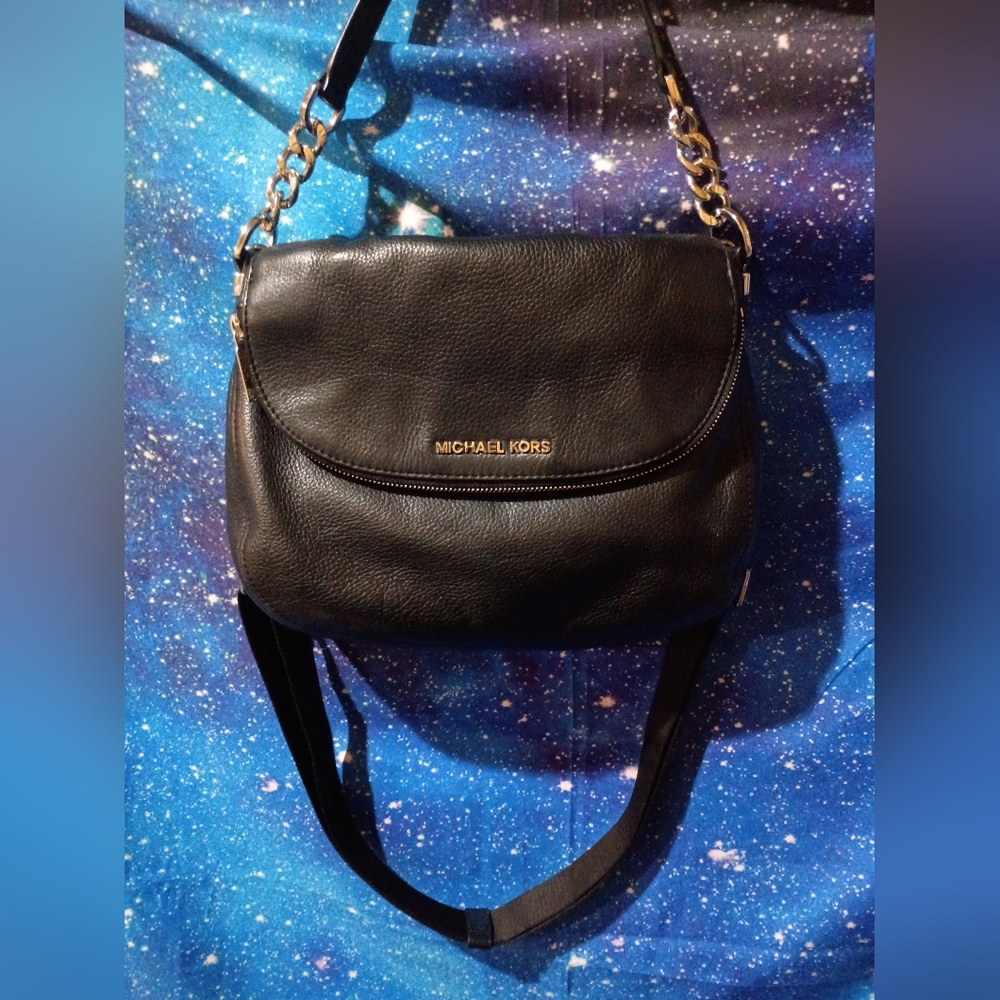 Michael Kors Black Leather Purse w/ Silver Accents